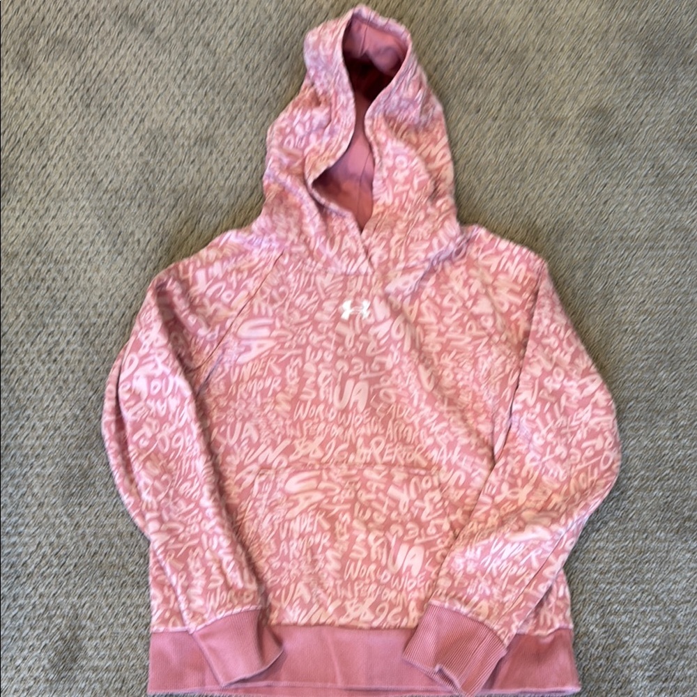 Girls Pink Hoodie Under Armor Brand